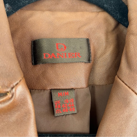Danier Authentic Vintage Brown Camel Genuine Leather Button Front Blazer size M - Picture 8 of 15